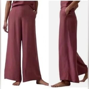 Athleta Calm Cool Pant  Pink Wide Leg High Rise NEW